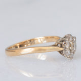 Anello a margherita vintage in oro giallo 9K con diamanti di taglio brillante (0.30ctw ca.), anno 1990