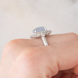 Anello ballerina vintage in platino con zaffiro stellato (6.40ct) e diamanti (0.94ctw), anni ‘80