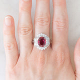 Anello vintage in platino con tormalina (3.50ct) e diamanti (1.22ctw), anni ‘80