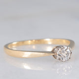 Vintage Solitärring aus 14-karätigem Gelbgold mit Diamant im alten europäischen Schliff (ca. 0.16 ct), 50er Jahre