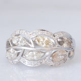 Anello “pianta con foglie” in platino con diamanti (1.50ctw), anni ‘90/anni ‘2000