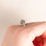 Bague fleur vintage en or blanc 9 carats et diamants (environ 0.20 ct), années 80