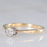 Vintage Solitärring aus 14-karätigem Gelbgold mit Diamant im alten europäischen Schliff (ca. 0.16 ct), 50er Jahre