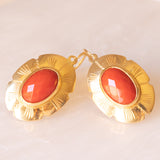 Vintage 2-in-1-Ohrringe aus 18 Karat Gelbgold mit roter Koralle, 50er Jahre