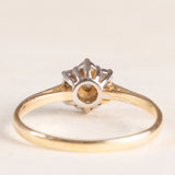 Vintage-Gänseblümchenring aus 9-karätigem Gelbgold mit Diamanten im Brillantschliff (ca. 0.35 ctw), 80er/90er Jahre