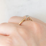 Solitario vintage in oro giallo 9K con diamante salt and pepper di taglio brillante (0.25ct ca.)