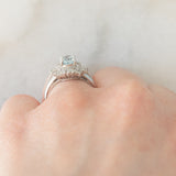 Anello ballerina vintage in platino con acquamarina (0.65ct) e diamanti (0.35ctw), anni ‘80/‘90