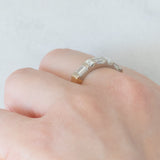 Bague vintage en or jaune et blanc 18 carats avec diamants taille baguette (environ 1 ct), années 80