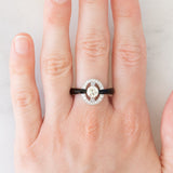 Anello vintage in stile Art Déco in platino con diamanti (centrale di 0.75ct) e onice