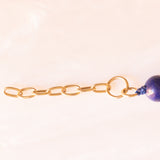 Braccialetto vintage con sfere di lapislazzuli e chiusura in oro giallo 14K
