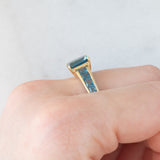 Anello vintage in oro giallo 9K e topazi azzurri (2.80ctw ca.), anni ‘90