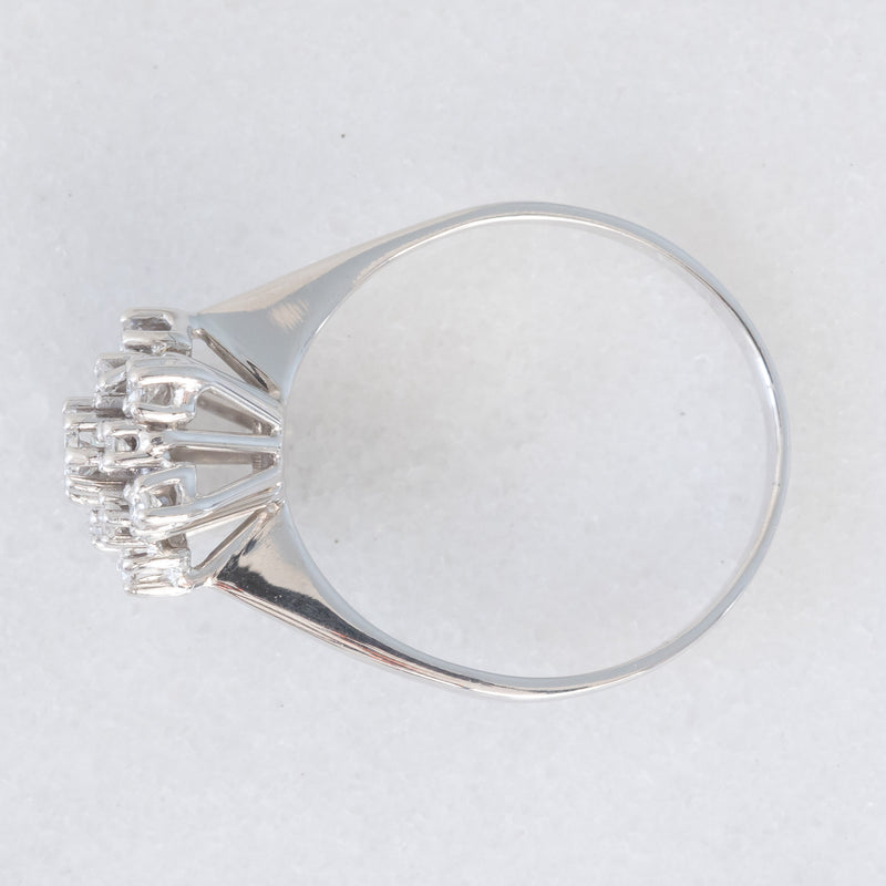 Anello a fiocco di neve in oro bianco 18K con diamanti (0.28ctw ca.), anni ‘70