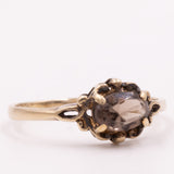 Anello da cocktail vintage in oro giallo 9K con quarzo fumé (0.50ct ca.), anno 1981