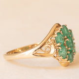Anello vintage in oro giallo 14K con smeraldi (1.20ctw ca.), anni ‘70