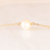 Vintage-Halskette aus 9-karätigem Gelbgold mit weißen Perlen, 40er/50er Jahre