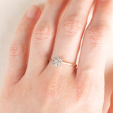 Vintage-Gänseblümchenring aus 9-karätigem Gelbgold mit Diamanten im Brillantschliff (ca. 0.35 ctw), 80er/90er Jahre