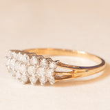 Anello vintage in oro giallo e bianco 9K con diamanti (0.35ctw ca.), anni ‘70/‘80