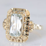 Anello da cocktail vintage in oro giallo 8K con acquamarina (2.50ct ca.), anni ‘60/‘70