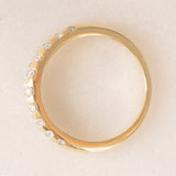 Anello a fascia vintage in oro giallo 14K con diamanti di taglio brillante (0.82ctw ca.), anni ‘80