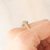 Bague fleur vintage en or jaune et blanc 9 carats avec diamants (environ 0.20 ct au total), 1994
