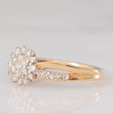 Anello a fiore vintage in oro giallo 9K con diamanti (0.25ctw ca.), anni ‘90