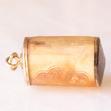 Винтажный кулон для экстренных денег в виде цилиндра из желтого золота 9 карат с банкнотой в десять шиллингов, 60-70-е гг.