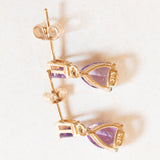 Vintage-Tropfenohrringe aus 9-karätigem Gelbgold mit Amethyst (ca. 1 ctw), 80er Jahre