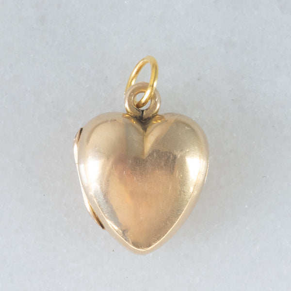 Ciondolo portafoto vintage a forma di cuore in oro giallo 9K, anni ‘50