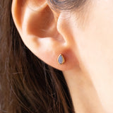 Vintage-Tropfenohrringe aus 9-karätigem Gelbgold mit Opalen (ca. 0.15 Karat), 60er/70er Jahre