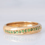 Veretta vintage in oro giallo 9K con tsavoriti (0.15ctw ca.), anni ‘80