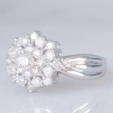 Anello a fiore vintage in platino con diamanti (1ctw), anni ‘80