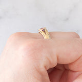 Anello a fascia vintage in oro giallo 8K con rubino sintetico, anni ‘50
