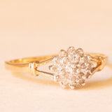 Anello vintage in oro giallo e bianco 9K con diamanti (0.10ctw ca.), anno 1998