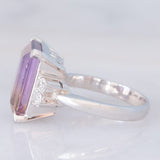 Anello da cocktail vintage in platino con ametrina (7.55ct) e diamanti (0.33ctw), anni ‘80/‘90