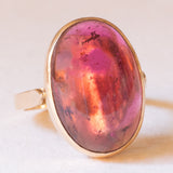 Anello da cocktail vintage in oro giallo 18K con tormalina rosa (12ct ca.), anni ‘60/‘70
