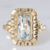 Anello da cocktail vintage in oro giallo 8K con acquamarina (2.50ct ca.), anni ‘60/‘70