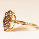 Vintage Gänseblümchen-Ring aus 8-karätigem Gelbgold mit Granaten (ca. 2 ctw), 50er/60er Jahre