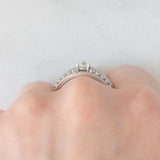 Bague vintage en or blanc 14 carats avec diamants taille brillant (environ 1.38 ct), années 80