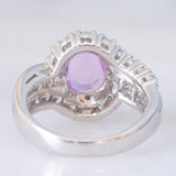 Anello vintage in platino con zaffiro rosa (1.37ct) e diamanti (1ctw), anni ‘90
