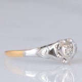 Solitario Art Déco a forma di cuore in oro giallo 18K e platino con diamante (0.03ct ca.), anni ‘20/‘30