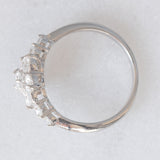 Anello a fiore vintage in platino con diamanti di taglio brillante (1ctw), anni ‘80