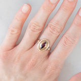 Anello vintage in oro giallo 14K con granato di taglio marquise (0.50ct ca.), anni ‘60