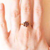 Vintage Gänseblümchenring aus 9-karätigem Gelbgold mit Granaten, 1976