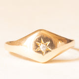 Antique 14K yellow gold gypsy solitaire with old mine cut diamond, 10s/20s