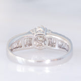 Anello a fascia e a fiore in platino con diamanti (1ctw), anni ‘90