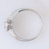 Anello a fascia e a fiore in platino con diamanti (1ctw), anni ‘90