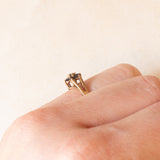 Anello a fiore vintage in oro giallo 9K con zaffiri (0.14ctw ca.), anno 1985