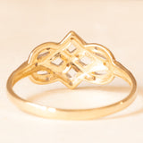 Anello vintage in oro giallo e bianco 9K con diamanti