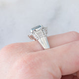 Anello vintage in platino con acquamarina (2.33ct) e diamanti (1ctw), anni ‘80/‘90