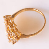 Anello vintage in oro giallo 9K con quarzi citrini (1.80ctw ca.) e diamanti, anni ‘80